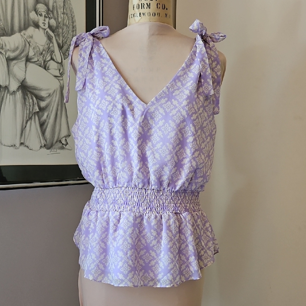Lavender Print Blouse
